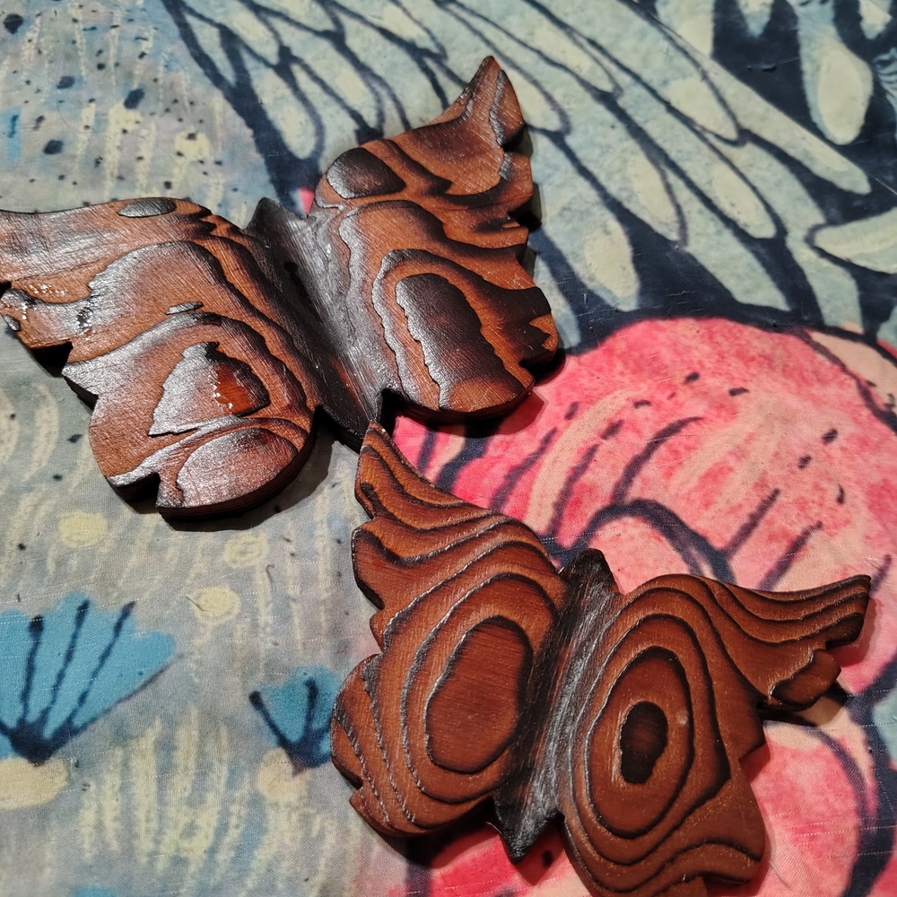 Wooden Butterflies Set Of 2 Vintage 90s With Hooks/ Read Info